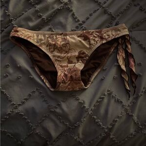 Tropical Print Bikini Bottom with Side Tie